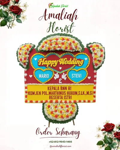 Karangan Papan Bunga Pernikahan di Werdi